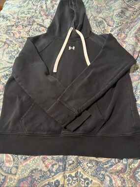 Under Armour Black Rival Hoodie with White Drawstrings